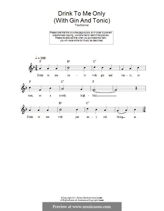 Drink to Me Only with Thine Eyes: Мелодия, текст и аккорды by folklore