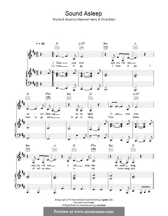 Sound Asleep (Blondie): Для голоса и фортепиано (или гитары) by Chris Stein, Deborah Harry