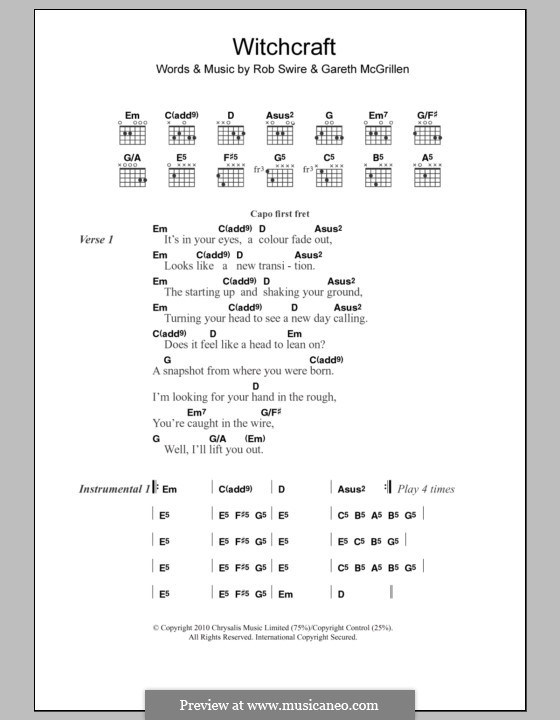 Witchcraft (Pendulum): Текст и аккорды by Gareth McGrillen, Rob Swire