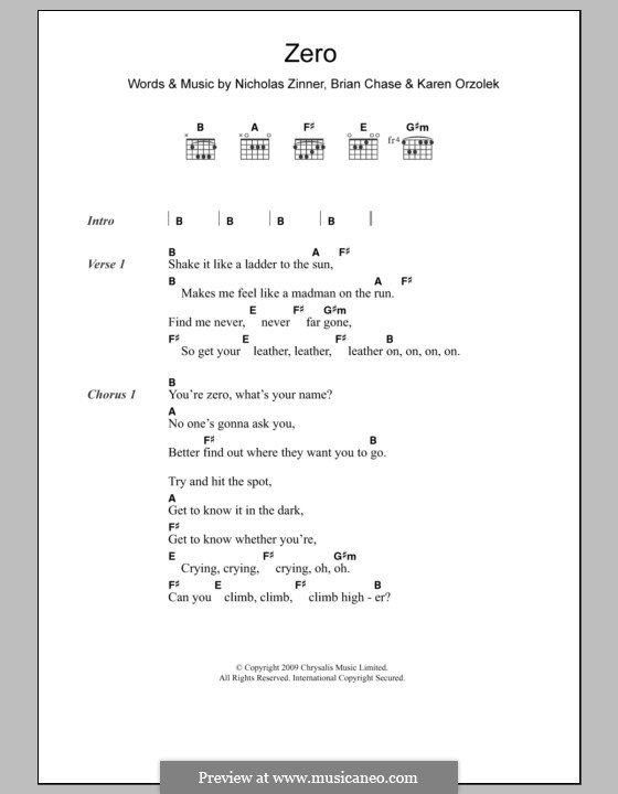 Zero (Yeah Yeah Yeahs): Текст и аккорды by Brian Chase, Karen O, Nicholas Zinner