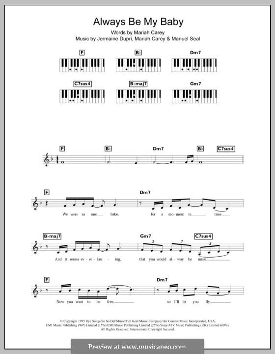 Always Be My Baby: Для клавишного инструмента by Jermaine Dupri, Manuel Seal, Mariah Carey