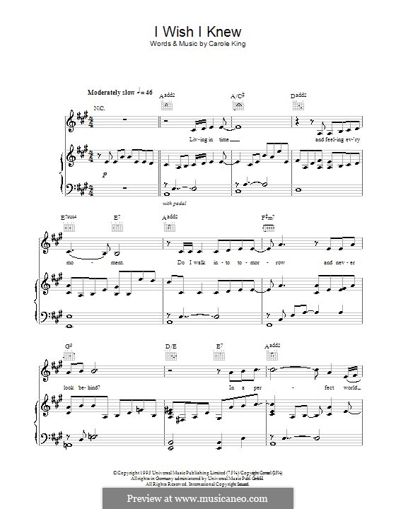 I Wish I Knew: Для голоса и фортепиано (или гитары) by Carole King