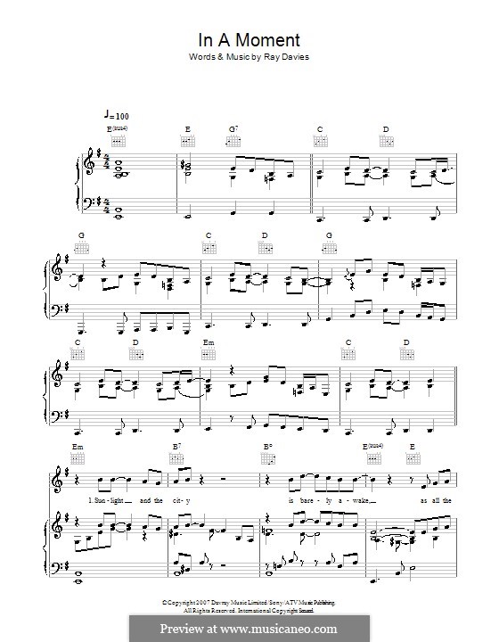 In a Moment: Для голоса и фортепиано (или гитары) by Ray Davies