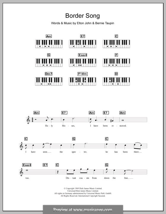 Border Song: Для клавишного инструмента by Elton John