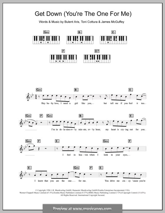 Get Down (You're the One for Me): Для клавишного инструмента (Backstreet Boys) by Bulent Aris, James McGuffey, Toni Cottura