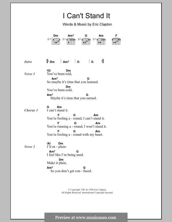 E. Clapton I Can't Stand It ноты на MusicaNeo