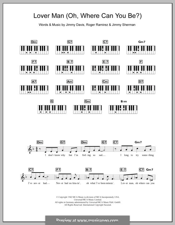 Lover Man (Oh, Where Can You Be?): Для клавишного инструмента (Billie Holiday) by Jimmie Davis, Jimmy Sherman, Roger Ramirez