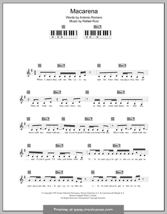 Macarena (Los Del Rio): Для клавишного инструмента by Rafael Ruiz