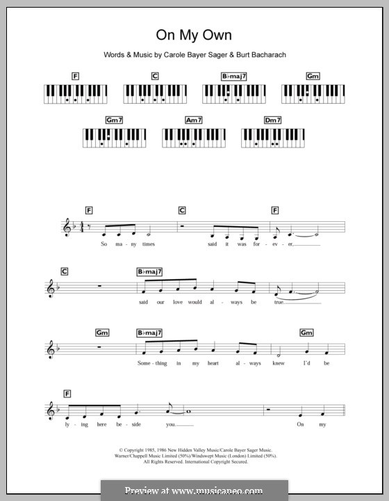 On My Own: For keyboard (Michael MacDonald) by Burt Bacharach, Carole Bayer Sager