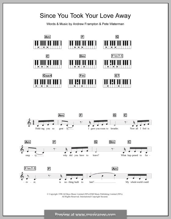 Since You Took Your Love Away (Steps): Для клавишного инструмента by Andrew Frampton, Pete Waterman