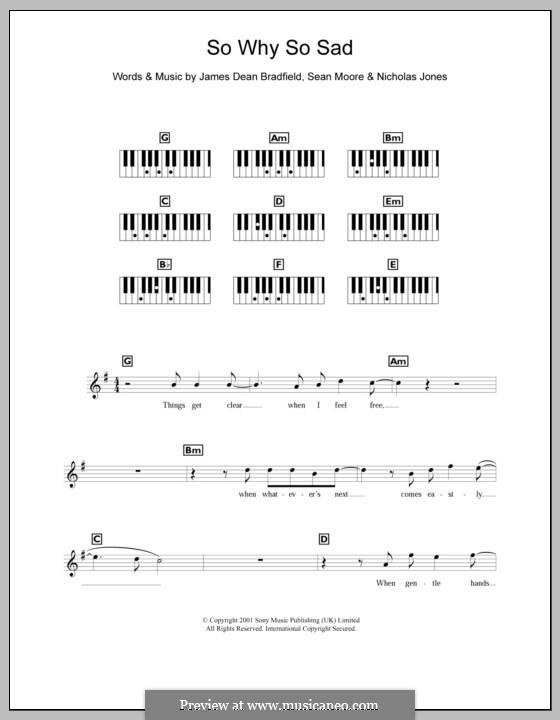 So Why So Sad (The Manic Street Preachers): Для клавишного инструмента by James Dean Bradfield, Nicholas Jones, Sean Moore