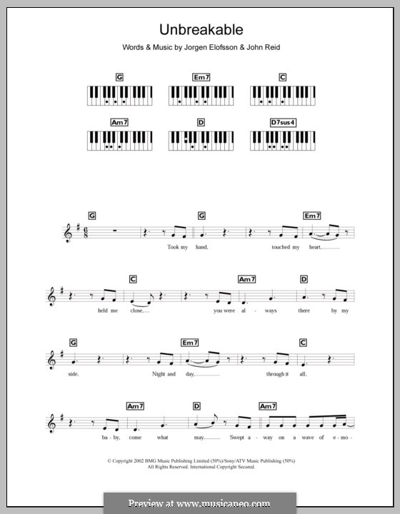 Unbreakable (Westlife): Для клавишного инструмента by John Reid, Jörgen Kjell Elofsson