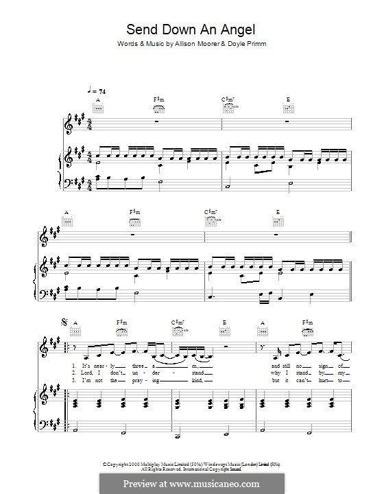 Send Down an Angel: Для голоса и фортепиано (или гитары) by Allison Moorer, Doyle Primm