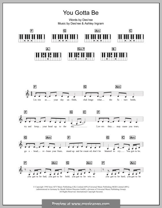 You Gotta Be: Для клавишного инструмента by Des'ree, Ashley Ingram