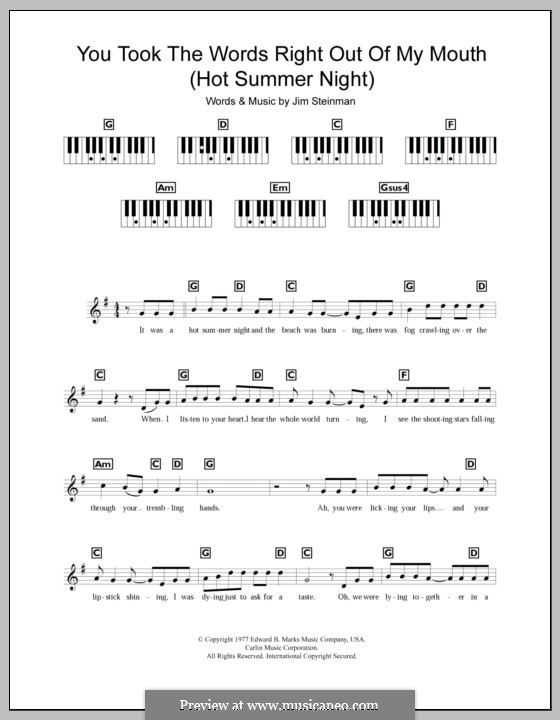 J. Steinman You Took the Words Right Out of My Mouth (Hot Summer Night