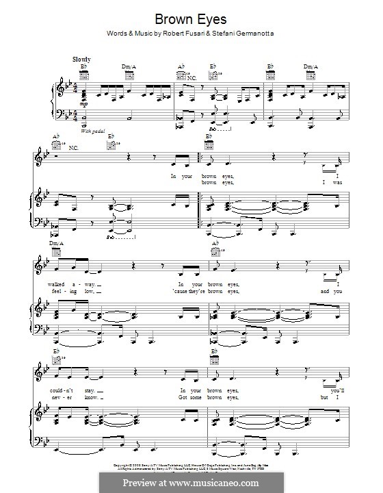Brown Eyes (Lady Gaga): Для голоса и фортепиано (или гитары) by Robert Fusari, Stefani Germanotta