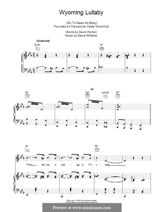 Wyoming Lullaby: Для голоса и фортепиано (или гитары) by Gene Williams