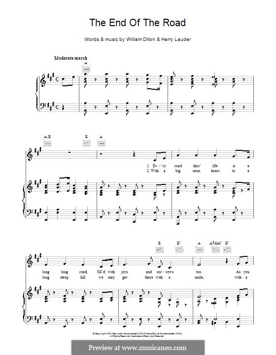 The End of the Road: Для голоса и фортепиано (или гитары) by William Dillon, Harry Lauder