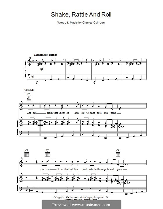 Shake, Rattle and Roll (Bill Haley & His Comets): Для голоса и фортепиано (или гитары) by Charles Calhoun