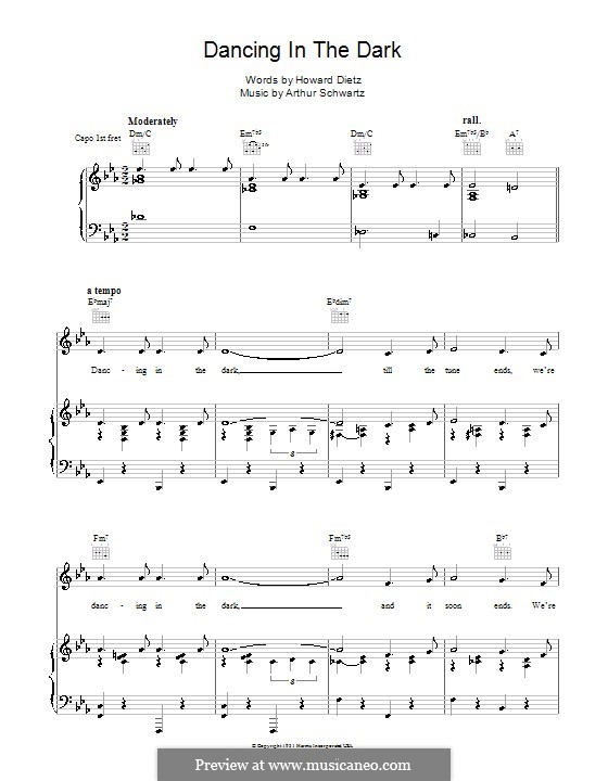 Dancing in the Dark (Frank Sinatra): Для голоса и фортепиано (или гитары) by Arthur Schwartz