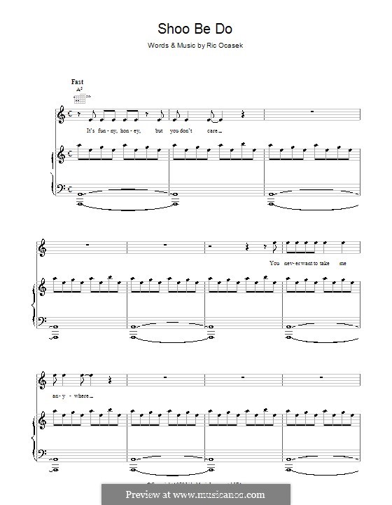 Shoo Be Do (The Cars): Для голоса и фортепиано (или гитары) by Ric Ocasek