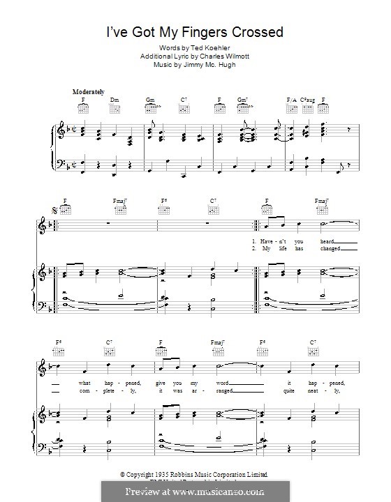 I've Got My Fingers Crossed: Для голоса и фортепиано (или гитары) by Jimmy McHugh