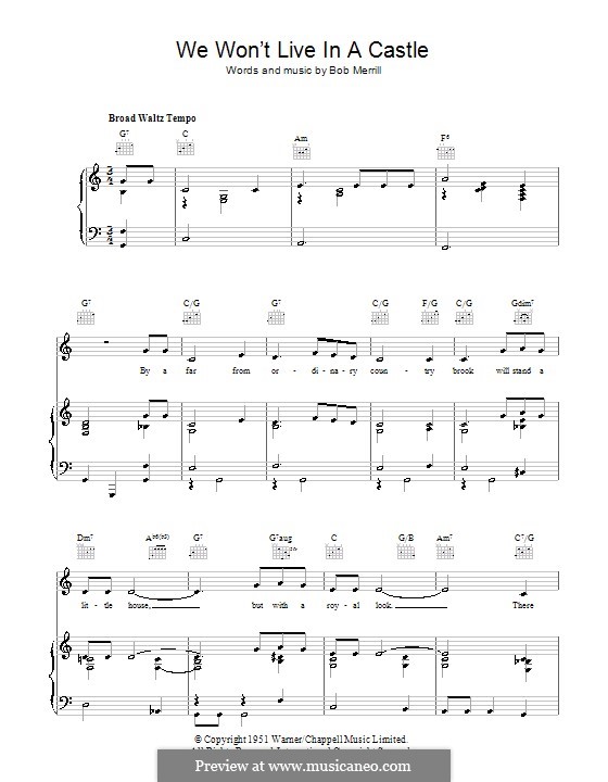 We Won't Live in a Castle: Для голоса и фортепиано (или гитары) by Bob Merrill