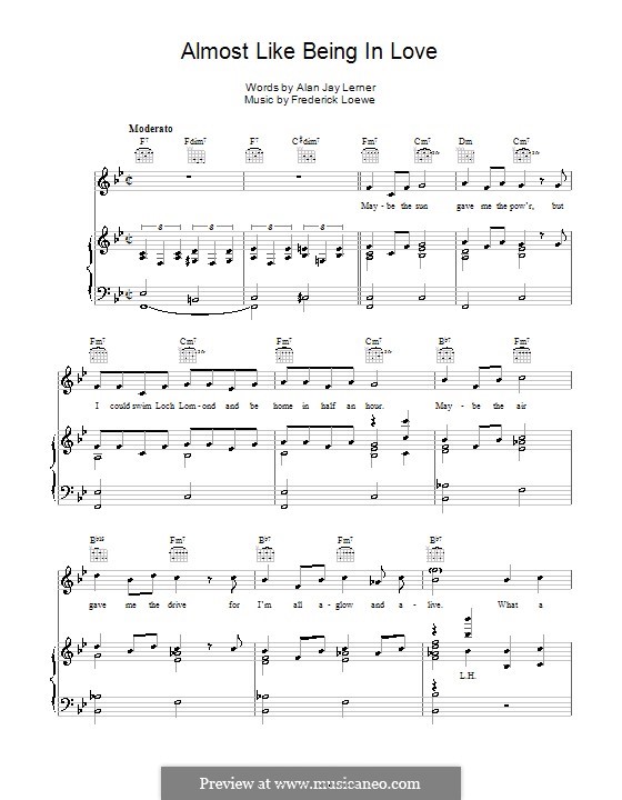 Almost Like Being in Love (Frank Sinatra): Для голоса и фортепиано (или гитары) by Frederick Loewe