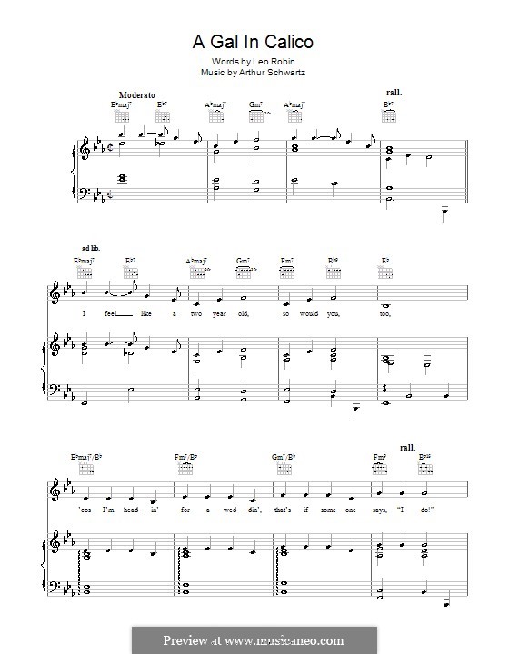 A Gal in Calico (Bing Crosby): Для голоса и фортепиано (или гитары) by Arthur Schwartz