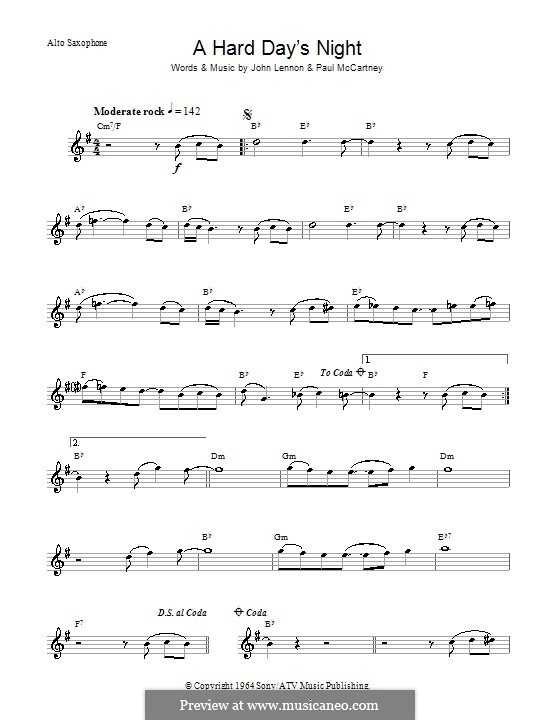 A Hard Day's Night (The Beatles): Для альтового саксофона by John Lennon, Paul McCartney