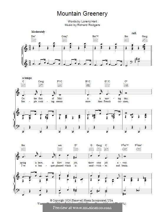Mountain Greenery: Для голоса и фортепиано (или гитары) by Richard Rodgers