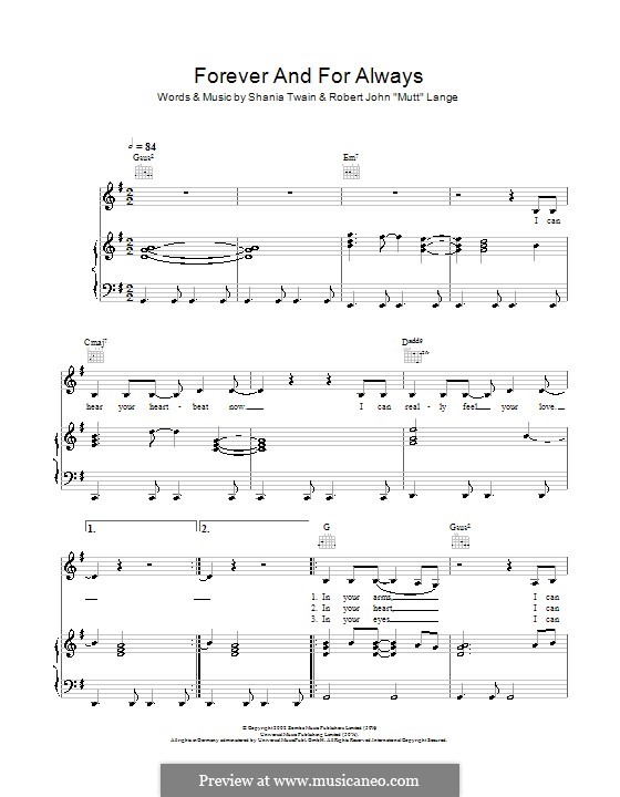 Forever and for Always: Для голоса и фортепиано (или гитары) by Robert John Lange, Shania Twain