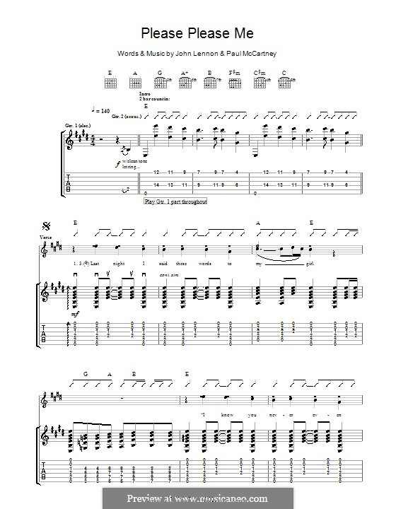 Please Please Me (The Beatles): Гитарная табулатура by John Lennon, Paul McCartney