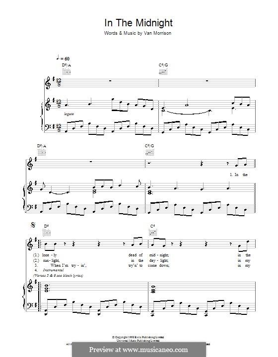 In the Midnight: Для голоса и фортепиано (или гитары) by Van Morrison