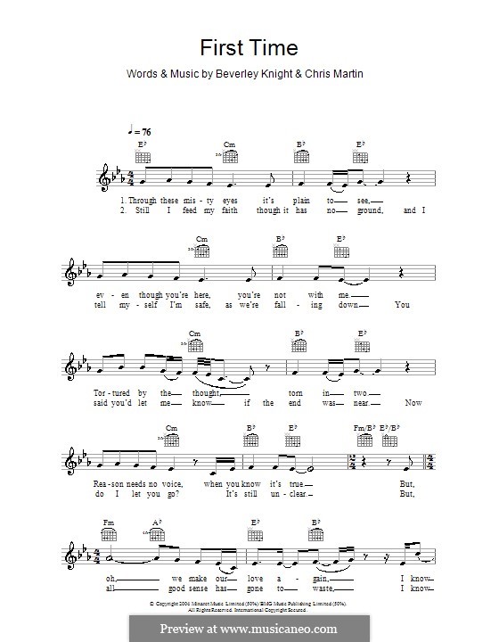 First Time: Мелодия, текст и аккорды by Beverley Knight, Chris Martin