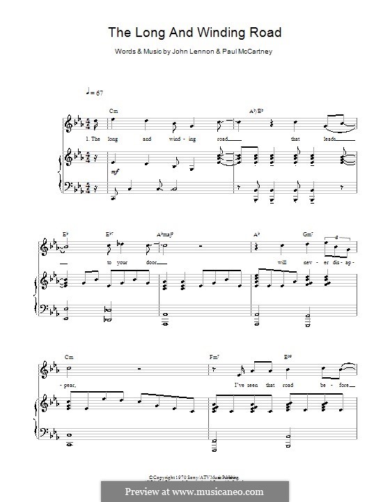 The Long and Winding Road (The Beatles): Для голоса и фортепиано (или гитары) by John Lennon, Paul McCartney