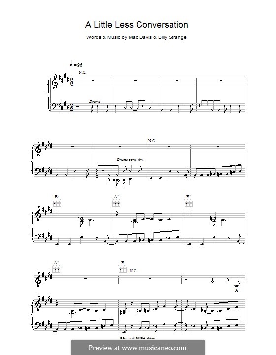 A Little Less Conversation (Elvis Presley): Для голоса и фортепиано by Billy Strange, Mac Davis