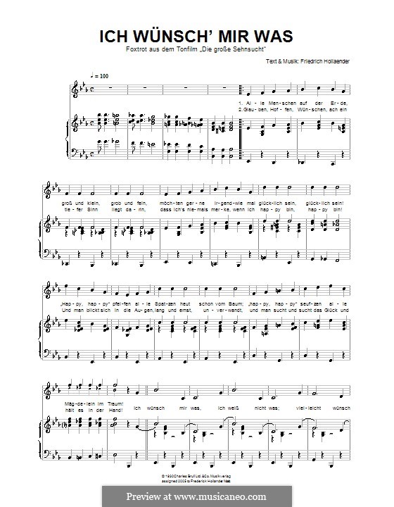 Ich wünsch' mir was: Для голоса и фортепиано by Friedrich Holländer