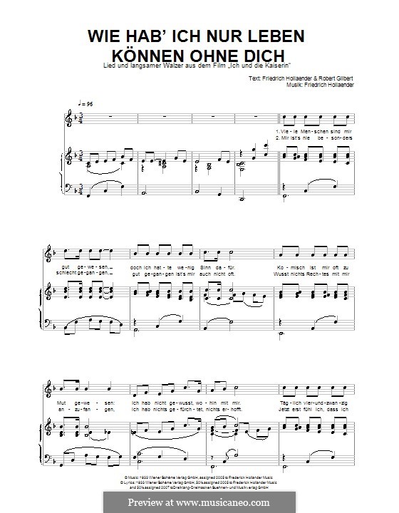 Wie hab' ich nur leben Können ohne dich: Для голоса и фортепиано by Friedrich Holländer