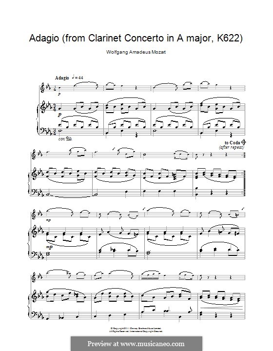 Movement 2: For clarinet and piano (theme) by Вольфганг Амадей Моцарт