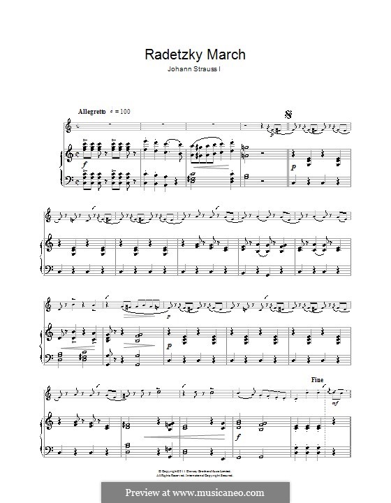 Марш Радецкого, Op.228: Для кларнета и фортепиано by Иоганн Штраус (отец)