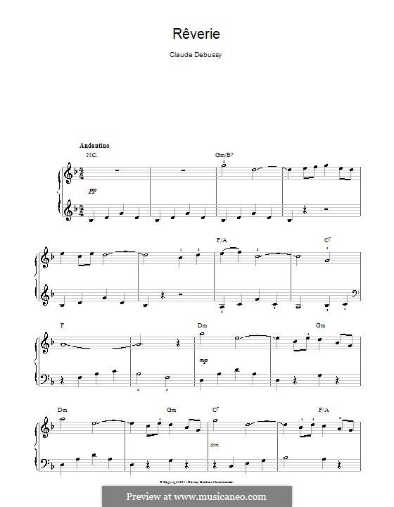 Rêverie, L.68: Для фортепиано (легкий уровень) by Клод Дебюсси