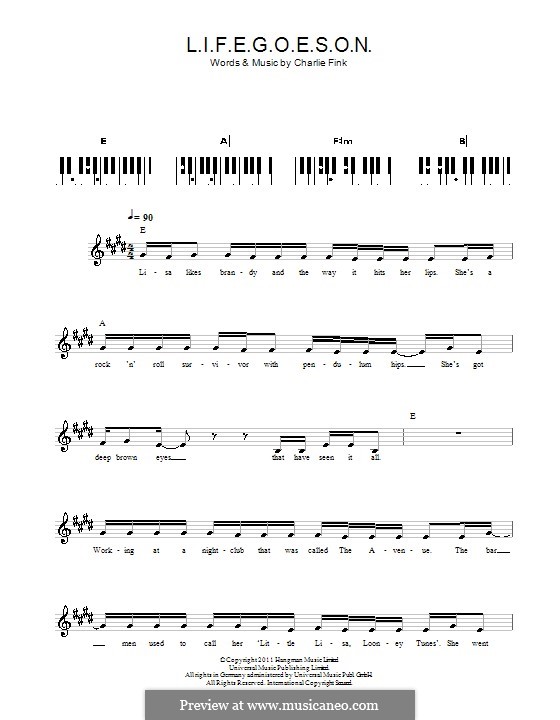 L.I.F.E.G.O.E.S.O.N. (Noah and The Whale): Для клавишного инструмента by Charlie Fink