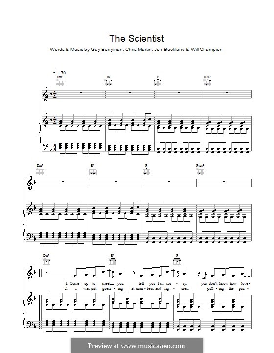 The Scientist (Coldplay): Для голоса и фортепиано (или гитары) by Chris Martin, Guy Berryman, Jonny Buckland, Will Champion