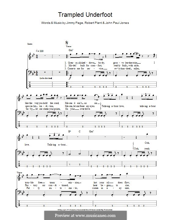 Trampled Underfoot (Led Zeppelin): Для бас-гитары с табулатурой by John Paul Jones, Jimmy Page, Robert Plant