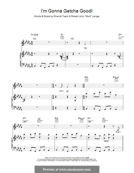 I'm Gonna Getcha Good!: Для голоса и фортепиано by Robert John Lange, Shania Twain