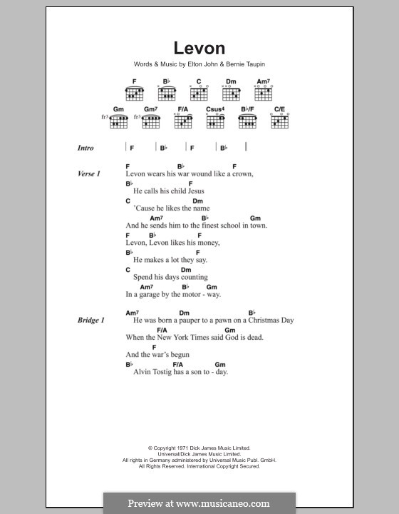Levon: Текст, аккорды by Elton John