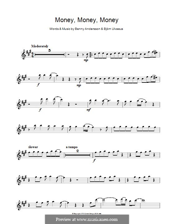 Money, Money, Money (ABBA): Для альтового саксофона by Benny Andersson, Björn Ulvaeus