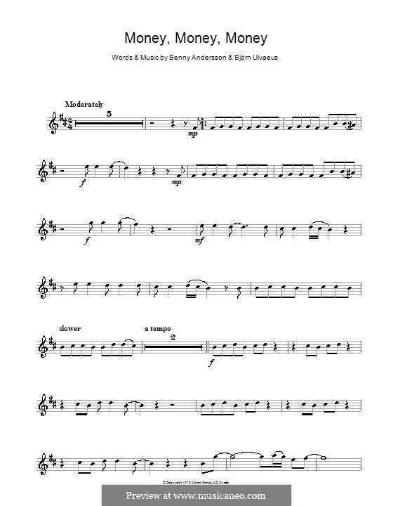 Money, Money, Money (ABBA): Для кларнета by Benny Andersson, Björn Ulvaeus