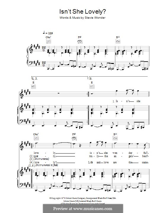 Isn't She Lovely: Для голоса и фортепиано (или гитары) by Stevie Wonder